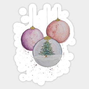 Watercolor Christmas Snow Globe Bauble Sticker
